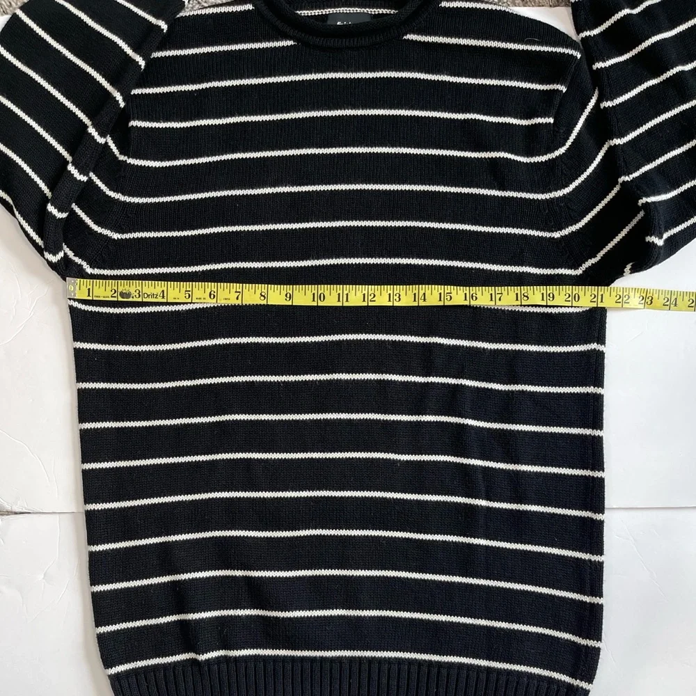 Men's Black and White Striped Sweater